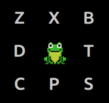 This image depicts cells that touch a frog cell in the Eon Puzzle word search game.